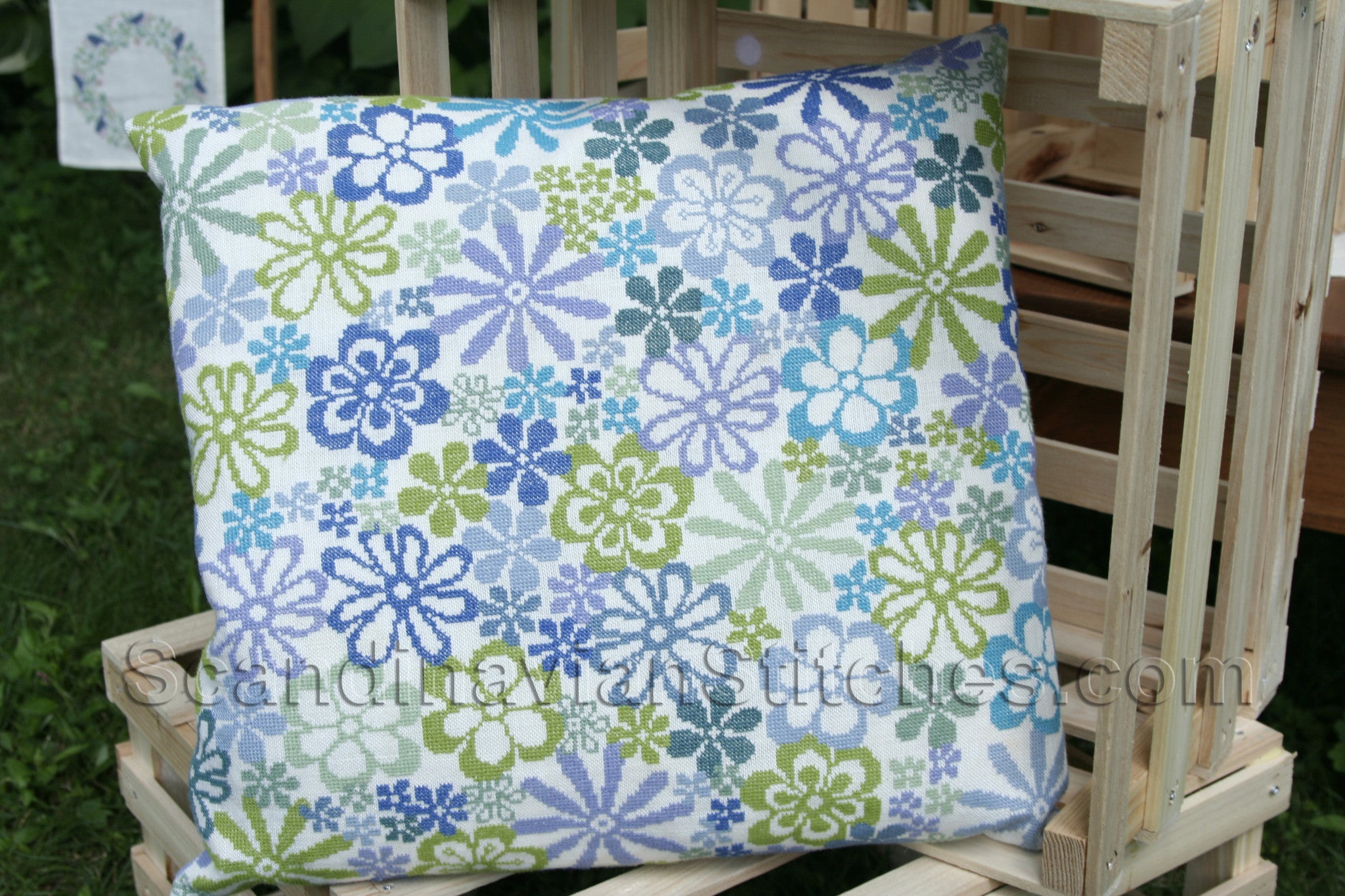 Blue Flower Pillow Blue Flower Pillow
