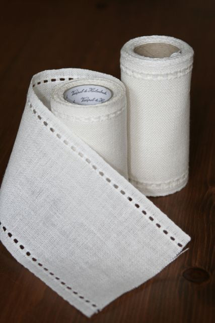 Ecru Banding with Pulled Thread Edges Ecru Banding with Pulled Thread Edges
